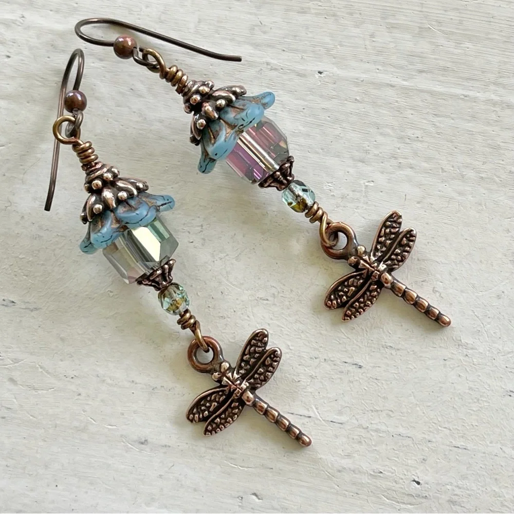 ARTISAN Earrings - “Dragonfly Lanterns” Dangles - Picture 8 of 12